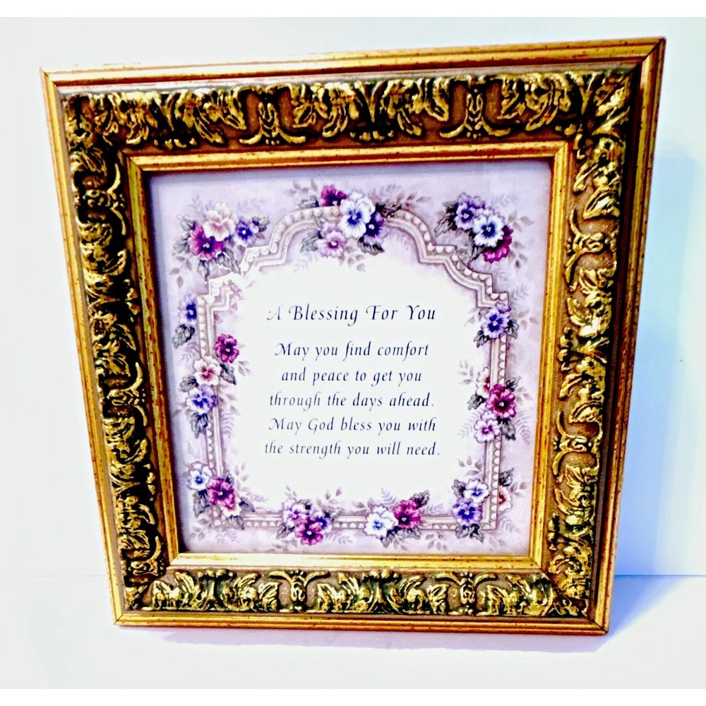 Heartfelt, Inc Ornate Gold Floral Wood 4x5 Photo Frame Clear Glass Easel Back